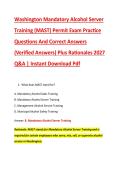 Washington Mandatory Alcohol Server &NewLine;Training &lpar;MAST&rpar; Permit Exam Practice &NewLine;Questions And Correct Answers &NewLine;&lpar;Verified Answers&rpar; Plus Rationales 2027 &NewLine;Q&A &vert; Instant Download Pdf 