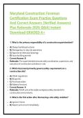 Maryland Construction Foreman Certification Exam Practice Questions And Correct Answers &lpar;Verified Answers&rpar; Plus Rationale 2026 Q&A&vert; Instant Download GRADED A&plus;