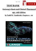 Test Bank For Basic and Clinical Pharmacology 16th Edition by Bertram G&period; Katzung&vert;&vert;ISBN NO-10&comma;1260463303&vert;&vert;ISBN NO-13&comma;978-1260463309 &vert;&vert;chapter 1-15&vert;&vert;Complete Guide A&plus;