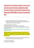 Maryland Foundation Repair Contractor &NewLine;License Exam Practice Questions And &NewLine;Correct Answers &lpar;Verified Answers&rpar; Plus &NewLine;Rationale 2026 Q&A&vert; Instant Download &NewLine;Pdf 