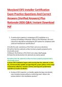 Maryland EIFS Installer Certification &NewLine;Exam Practice Questions And Correct &NewLine;Answers &lpar;Verified Answers&rpar; Plus &NewLine;Rationale 2026 Q&A&vert; Instant Download &NewLine;Pdf 
