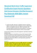 Maryland Work Zone Traffic Supervisor &NewLine;Certification Exam Practice Questions &NewLine;And Correct Answers &lpar;Verified Answers&rpar; &NewLine;Plus Rationale 2026 Q&A&vert; Instant &NewLine;Download Pdf 
