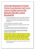 ATLS Pain Management in Trauma &NewLine;Practice Exam Questions And Correct &NewLine;Answers &lpar;Verified Answers&rpar; Plus &NewLine;Rationales 2026 Q&A &vert; Instant &NewLine;Download Pdf