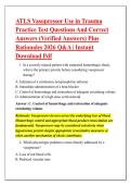 ATLS Vasopressor Use in Trauma &NewLine;Practice Test Questions And Correct &NewLine;Answers &lpar;Verified Answers&rpar; Plus &NewLine;Rationales 2026 Q&A &vert; Instant &NewLine;Download Pdf
