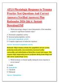 ATLS Physiologic Response to Trauma &NewLine;Practice Test Questions And Correct &NewLine;Answers &lpar;Verified Answers&rpar; Plus &NewLine;Rationales 2026 Q&A &vert; Instant &NewLine;Download Pdf