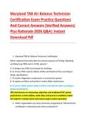 Maryland TAB Air Balance Technician &NewLine;Certification Exam Practice Questions &NewLine;And Correct Answers &lpar;Verified Answers&rpar; &NewLine;Plus Rationale 2026 Q&A&vert; Instant &NewLine;Download Pdf 