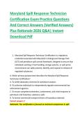 Maryland Spill Response Technician &NewLine;Certification Exam Practice Questions &NewLine;And Correct Answers &lpar;Verified Answers&rpar; &NewLine;Plus Rationale 2026 Q&A&vert; Instant &NewLine;Download Pdf  