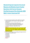 Maryland Special Inspector Structural &NewLine;Masonry Certification Exam Practice &NewLine;Questions And Correct Answers &NewLine;&lpar;Verified Answers&rpar; Plus Rationale 2026 &NewLine;Q&A&vert; Instant Download Pdf 