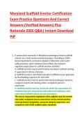 Maryland Scaffold Erector Certification &NewLine;Exam Practice Questions And Correct &NewLine;Answers &lpar;Verified Answers&rpar; Plus &NewLine;Rationale 2026 Q&A&vert; Instant Download &NewLine;Pdf 