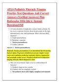 ATLS Pediatric Thoracic Trauma &NewLine;Practice Test Questions And Correct &NewLine;Answers &lpar;Verified Answers&rpar; Plus &NewLine;Rationales 2026 Q&A &vert; Instant &NewLine;Download Pdf