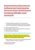 Maryland Roadway Striping Supervisor &NewLine;Certification Exam Practice Questions &NewLine;And Correct Answers &lpar;Verified Answers&rpar; &NewLine;Plus Rationale 2026 Q&A&vert; Instant &NewLine;Download Pdf 