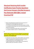 Maryland Retaining Wall Installer &NewLine;Certification Exam Practice Questions &NewLine;And Correct Answers &lpar;Verified Answers&rpar; &NewLine;Plus Rationale 2026 Q&A&vert; Instant &NewLine;Download Pdf