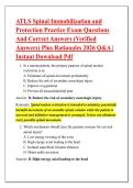 ATLS Spinal Immobilization and &NewLine;Protection Practice Exam Questions &NewLine;And Correct Answers &lpar;Verified &NewLine;Answers&rpar; Plus Rationales 2026 Q&A &vert; &NewLine;Instant Download Pdf