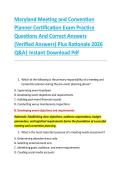 Maryland Meeting and Convention &NewLine;Planner Certification Exam Practice &NewLine;Questions And Correct Answers &NewLine;&lpar;Verified Answers&rpar; Plus Rationale 2026 &NewLine;Q&A&vert; Instant Download Pdf 