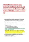 Maryland ICC Commercial Energy &NewLine;Inspector Exam Practice Questions And &NewLine;Correct Answers &lpar;Verified Answers&rpar; Plus &NewLine;Rationale 2026 Q&A&vert; Instant Download &NewLine;Pdf 