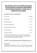 BB CERTIFICATION EXAM PREP 2026 Updated &NewLine;Practice Questions Comprehensive Blood Banking &NewLine;Review Detailed Explanations &vert; Verified Answers &vert; &NewLine;Complete Success Workbook 