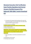 Maryland Executive Chef Certification &NewLine;Exam Practice Questions And Correct &NewLine;Answers &lpar;Verified Answers&rpar; Plus &NewLine;Rationale 2026 Q&A&vert; Instant Download &NewLine;Pdf 