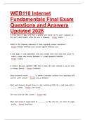 WEB110 Internet Fundamentals Final Exam Questions and Answers Updated 2026&period;pdf&NewLine;&NewLine;&NewLine;&NewLine;&NewLine;