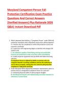 Maryland Competent Person Fall &NewLine;Protection Certification Exam Practice &NewLine;Questions And Correct Answers &NewLine;&lpar;Verified Answers&rpar; Plus Rationale 2026 &NewLine;Q&A&vert; Instant Download Pdf 