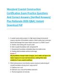 Maryland Coastal Construction &NewLine;Certification Exam Practice Questions &NewLine;And Correct Answers &lpar;Verified Answers&rpar; &NewLine;Plus Rationale 2026 Q&A&vert; Instant &NewLine;Download Pdf  