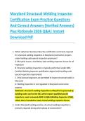 Maryland Structural Welding Inspector &NewLine;Certification Exam Practice Questions &NewLine;And Correct Answers &lpar;Verified Answers&rpar; &NewLine;Plus Rationale 2026 Q&A&vert; Instant &NewLine;Download Pdf 