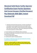 Maryland Solid Waste Facility Operator &NewLine;Certification Exam Practice Questions &NewLine;And Correct Answers &lpar;Verified Answers&rpar; &NewLine;Plus Rationale 2026 Q&A&vert; Instant &NewLine;Download Pdf 