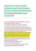 Maryland Solar Thermal Installer &NewLine;Certification Exam Practice Questions &NewLine;And Correct Answers &lpar;Verified Answers&rpar; &NewLine;Plus Rationale 2026 Q&A&vert; Instant &NewLine;Download Pdf 