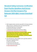 Maryland Siding Contractor Certification &NewLine;Exam Practice Questions And Correct &NewLine;Answers &lpar;Verified Answers&rpar; Plus &NewLine;Rationale 2026 Q&A&vert; Instant Download &NewLine;Pdf 