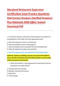 Maryland Restaurant Supervisor &NewLine;Certification Exam Practice Questions &NewLine;And Correct Answers &lpar;Verified Answers&rpar; &NewLine;Plus Rationale 2026 Q&A&vert; Instant &NewLine;Download Pdf 