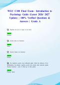 WGU C180 Final Exam&ndash; Introduction to Psychology Guide &lpar;Latest 2026&sol; 2027 Update&rpar; &vert; 100&percnt; Verified Questions & Answers &vert; Grade A