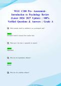 WGU C180 Pre- Assessment&ndash; Introduction to Psychology Review &lpar;Latest 2026&sol; 2027 Update&rpar; &vert; 100&percnt; Verified Questions & Answers &vert; Grade A