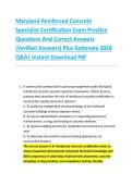 Maryland Reinforced Concrete &NewLine;Specialist Certification Exam Practice &NewLine;Questions And Correct Answers &NewLine;&lpar;Verified Answers&rpar; Plus Rationale 2026 &NewLine;Q&A&vert; Instant Download Pdf
