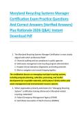 Maryland Recycling Systems Manager &NewLine;Certification Exam Practice Questions &NewLine;And Correct Answers &lpar;Verified Answers&rpar; &NewLine;Plus Rationale 2026 Q&A&vert; Instant &NewLine;Download Pdf 