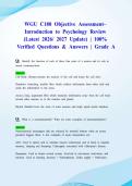 WGU C180 Objective Assessment&ndash; Introduction to Psychology Review &lpar;Latest 2026&sol; 2027 Update&rpar; &vert; 100&percnt; Verified Questions & Answers &vert; Grade A