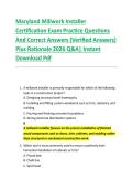 Maryland Millwork Installer &NewLine;Certification Exam Practice Questions &NewLine;And Correct Answers &lpar;Verified Answers&rpar; &NewLine;Plus Rationale 2026 Q&A&vert; Instant &NewLine;Download Pdf  
