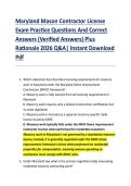 Maryland Mason Contractor License &NewLine;Exam Practice Questions And Correct &NewLine;Answers &lpar;Verified Answers&rpar; Plus &NewLine;Rationale 2026 Q&A&vert; Instant Download &NewLine;Pdf 