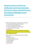 Maryland Lathing and Plastering &NewLine;Certification Exam Practice Questions &NewLine;And Correct Answers &lpar;Verified Answers&rpar; &NewLine;Plus Rationale 2026 Q&A&vert; Instant &NewLine;Download Pdf  