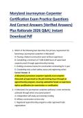Maryland Journeyman Carpenter &NewLine;Certification Exam Practice Questions &NewLine;And Correct Answers &lpar;Verified Answers&rpar; &NewLine;Plus Rationale 2026 Q&A&vert; Instant &NewLine;Download Pdf 