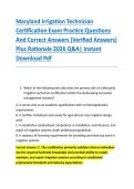 Maryland Irrigation Technician &NewLine;Certification Exam Practice Questions &NewLine;And Correct Answers &lpar;Verified Answers&rpar; &NewLine;Plus Rationale 2026 Q&A&vert; Instant &NewLine;Download Pdf  