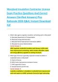 Maryland Insulation Contractor License &NewLine;Exam Practice Questions And Correct &NewLine;Answers &lpar;Verified Answers&rpar; Plus &NewLine;Rationale 2026 Q&A&vert; Instant Download &NewLine;Pdf 