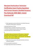 Maryland Horticulture Technician &NewLine;Certification Exam Practice Questions &NewLine;And Correct Answers &lpar;Verified Answers&rpar; &NewLine;Plus Rationale 2026 Q&A&vert; Instant &NewLine;Download Pdf  