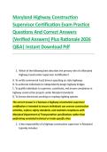 Maryland Highway Construction &NewLine;Supervisor Certification Exam Practice &NewLine;Questions And Correct Answers &NewLine;&lpar;Verified Answers&rpar; Plus Rationale 2026 &NewLine;Q&A&vert; Instant Download Pdf
