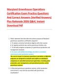 Maryland Greenhouse Operations &NewLine;Certification Exam Practice Questions &NewLine;And Correct Answers &lpar;Verified Answers&rpar; &NewLine;Plus Rationale 2026 Q&A&vert; Instant &NewLine;Download Pdf  