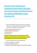 Maryland Grant Management &NewLine;Certification Exam Practice Questions &NewLine;And Correct Answers &lpar;Verified Answers&rpar; &NewLine;Plus Rationale 2026 Q&A&vert; Instant &NewLine;Download Pdf 