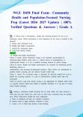 WGU D450 Final Exam &ndash; Community Health and Population-Focused Nursing Prep &lpar;Latest 2026&sol; 2027 Update&rpar; &vert; 100&percnt; Verified Questions & Answers &vert; Grade A