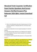 Maryland Finish Carpenter Certification &NewLine;Exam Practice Questions And Correct &NewLine;Answers &lpar;Verified Answers&rpar; Plus &NewLine;Rationale 2026 Q&A&vert; Instant Download &NewLine;Pdf 