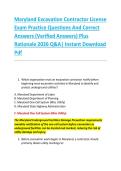 Maryland Excavation Contractor License &NewLine;Exam Practice Questions And Correct &NewLine;Answers &lpar;Verified Answers&rpar; Plus &NewLine;Rationale 2026 Q&A&vert; Instant Download &NewLine;Pdf 