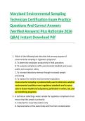Maryland Environmental Sampling &NewLine;Technician Certification Exam Practice &NewLine;Questions And Correct Answers &NewLine;&lpar;Verified Answers&rpar; Plus Rationale 2026 &NewLine;Q&A&vert; Instant Download Pdf  