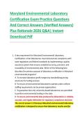 Maryland Environmental Laboratory &NewLine;Certification Exam Practice Questions &NewLine;And Correct Answers &lpar;Verified Answers&rpar; &NewLine;Plus Rationale 2026 Q&A&vert; Instant &NewLine;Download Pdf 