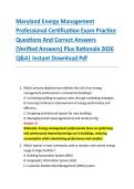 Maryland Energy Management &NewLine;Professional Certification Exam Practice &NewLine;Questions And Correct Answers &NewLine;&lpar;Verified Answers&rpar; Plus Rationale 2026 &NewLine;Q&A&vert; Instant Download Pdf 